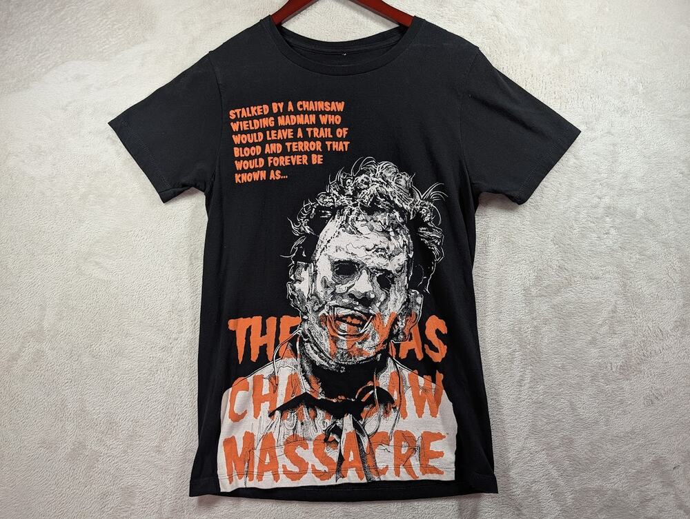 Leatherface Large Print MEDIUM Black T Shirt The Texas Chainsaw Massacre Hooper